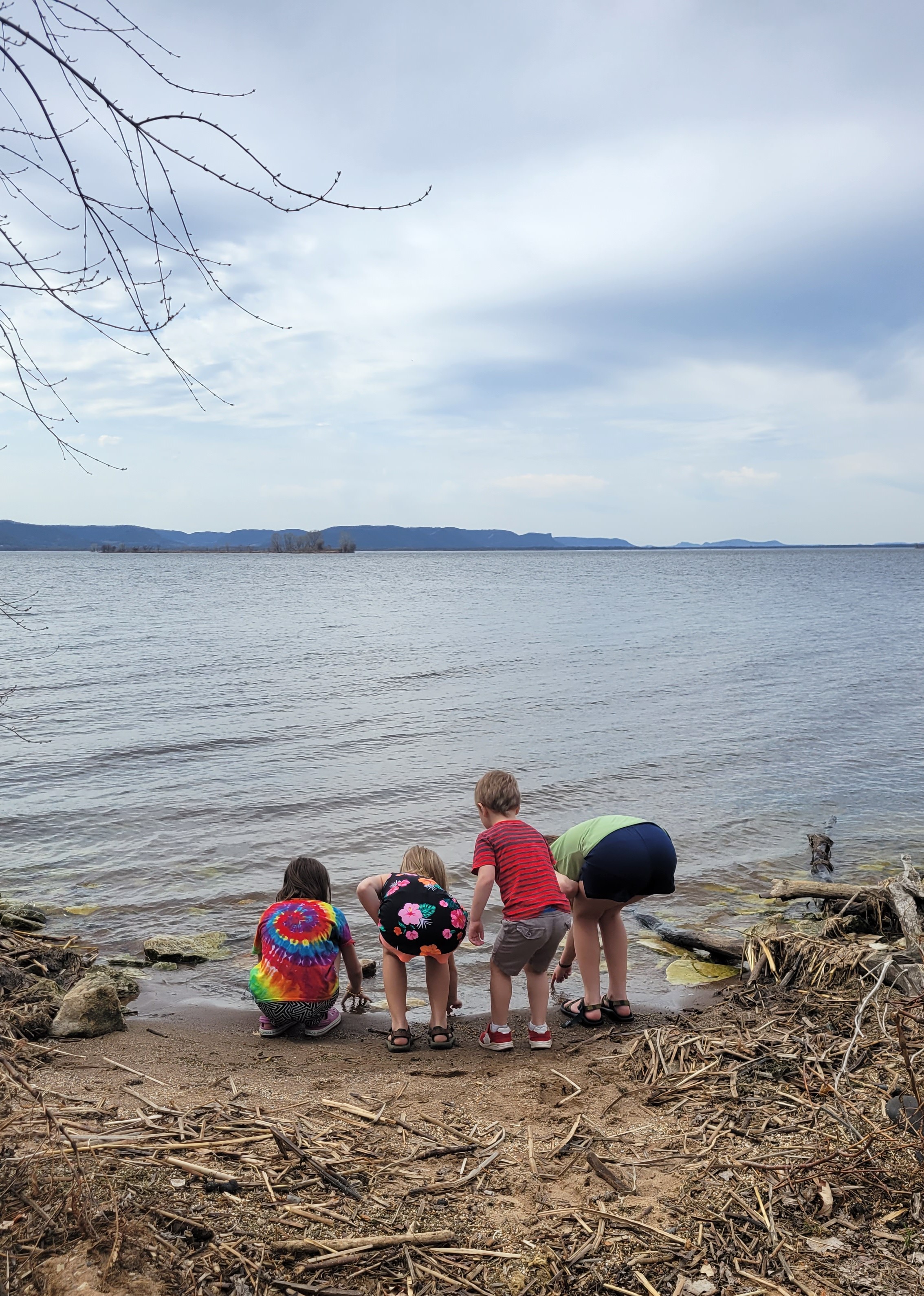 Kids playing near water